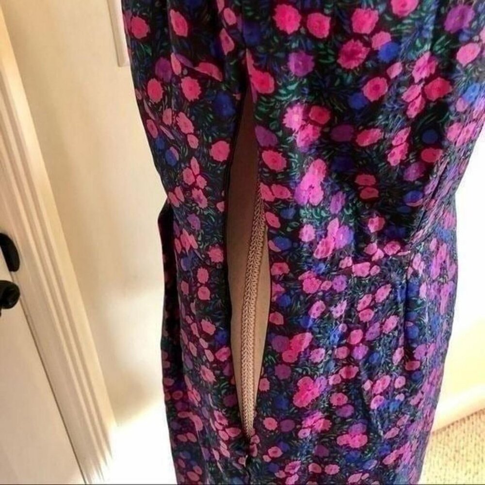 Ronson black pink flower A-line dress
